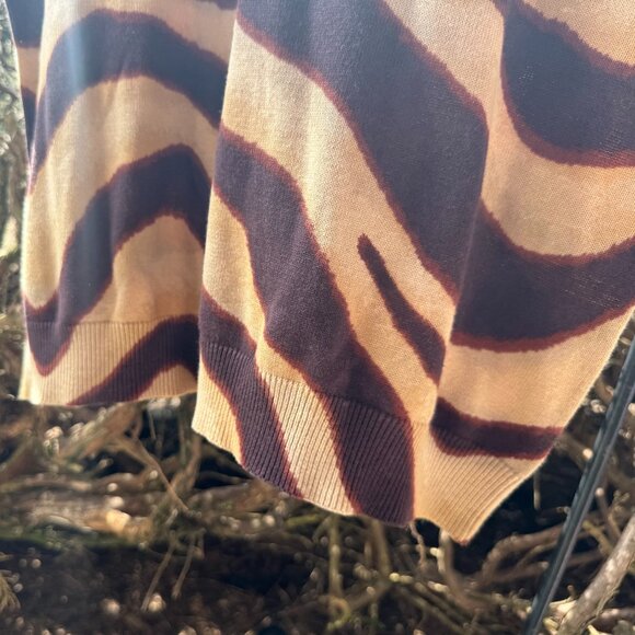 CHAPS Womens Short Sleeve Cotton Animal Print Top Beige Brown XL NEW WITH TAGS - Picture 5 of 9